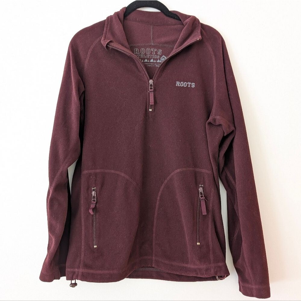 Roots Canada zip fleece in maroon size XS